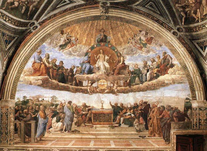 RAFFAELLO Sanzio Disputation of the Holy Sacrament oil painting image